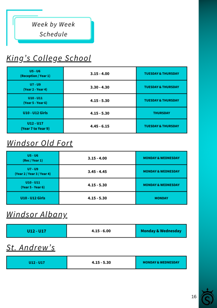 Week by Week Schedule Week by Week Schedule